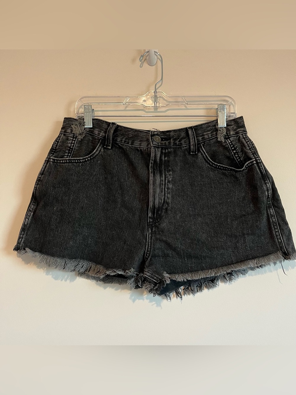 Kancan 100% Cotton Black Denim Frayed Shorts Size 13/30